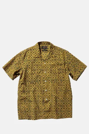 Open Collar Block Print Islamic Geometric Pattern Mustard