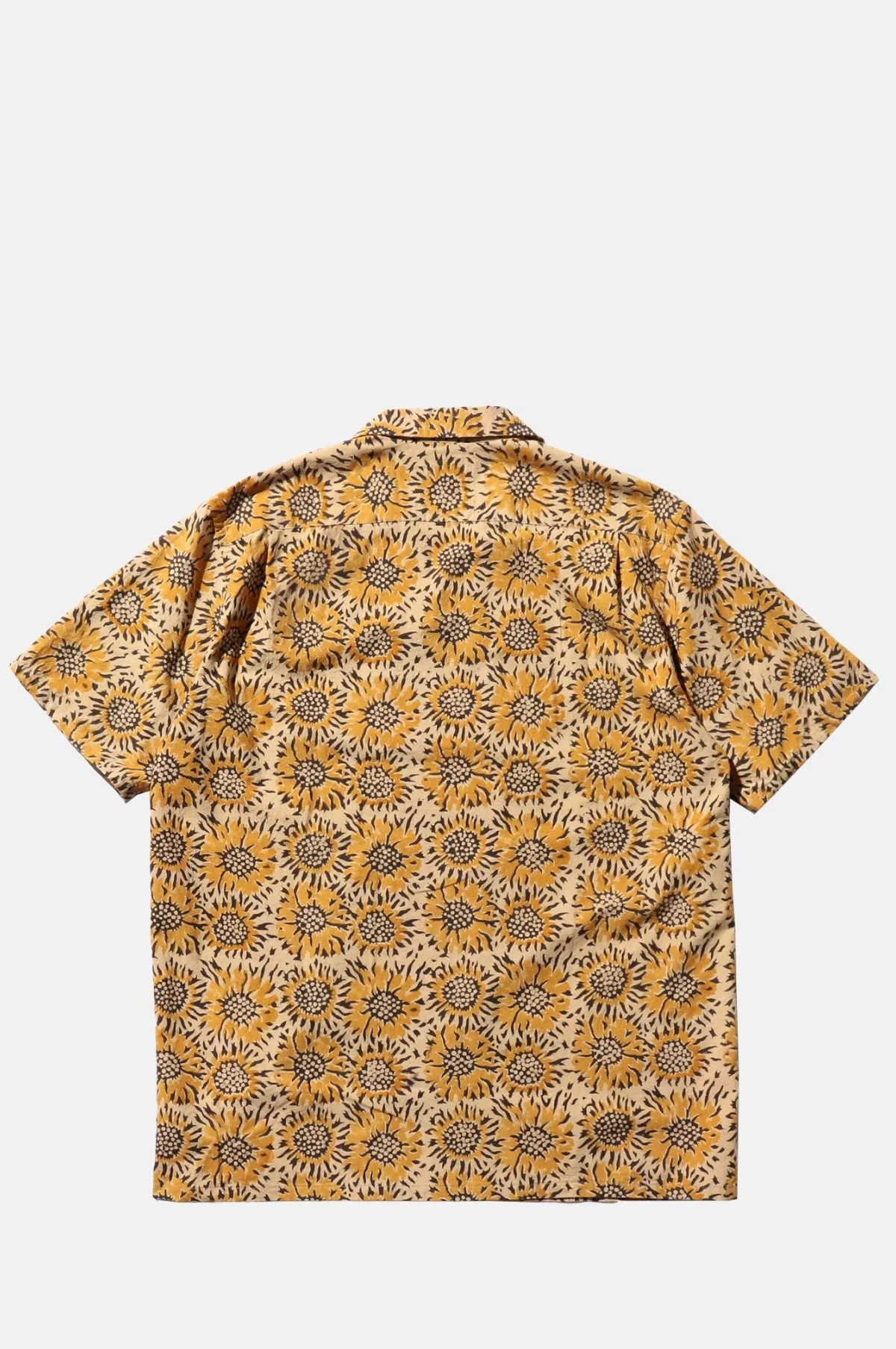 Open Collar Block Print Sun Flower Yellow