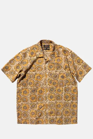 Open Collar Block Print Sun Flower Yellow