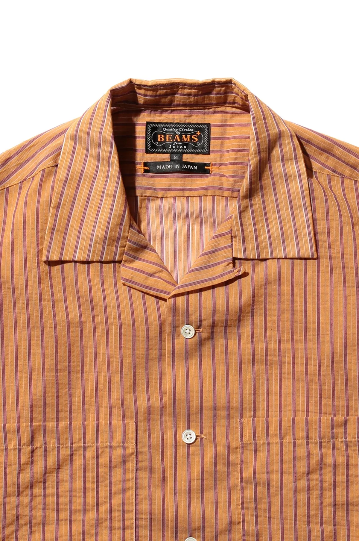 Open Collar Bumpy Stripe Orange