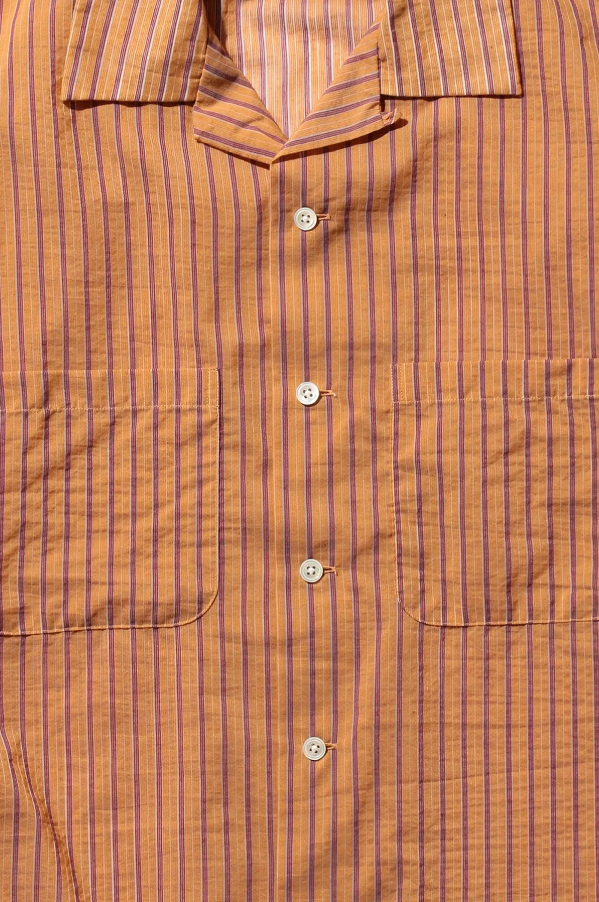 Open Collar Bumpy Stripe Orange