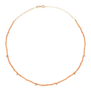 Orange Gold Plated Necklace w. Zirconia