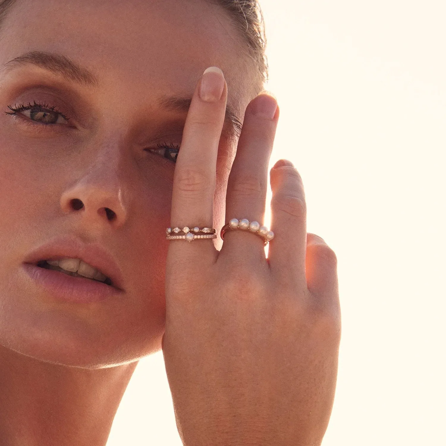 Padua Gold Plated Ring w. White Pearls