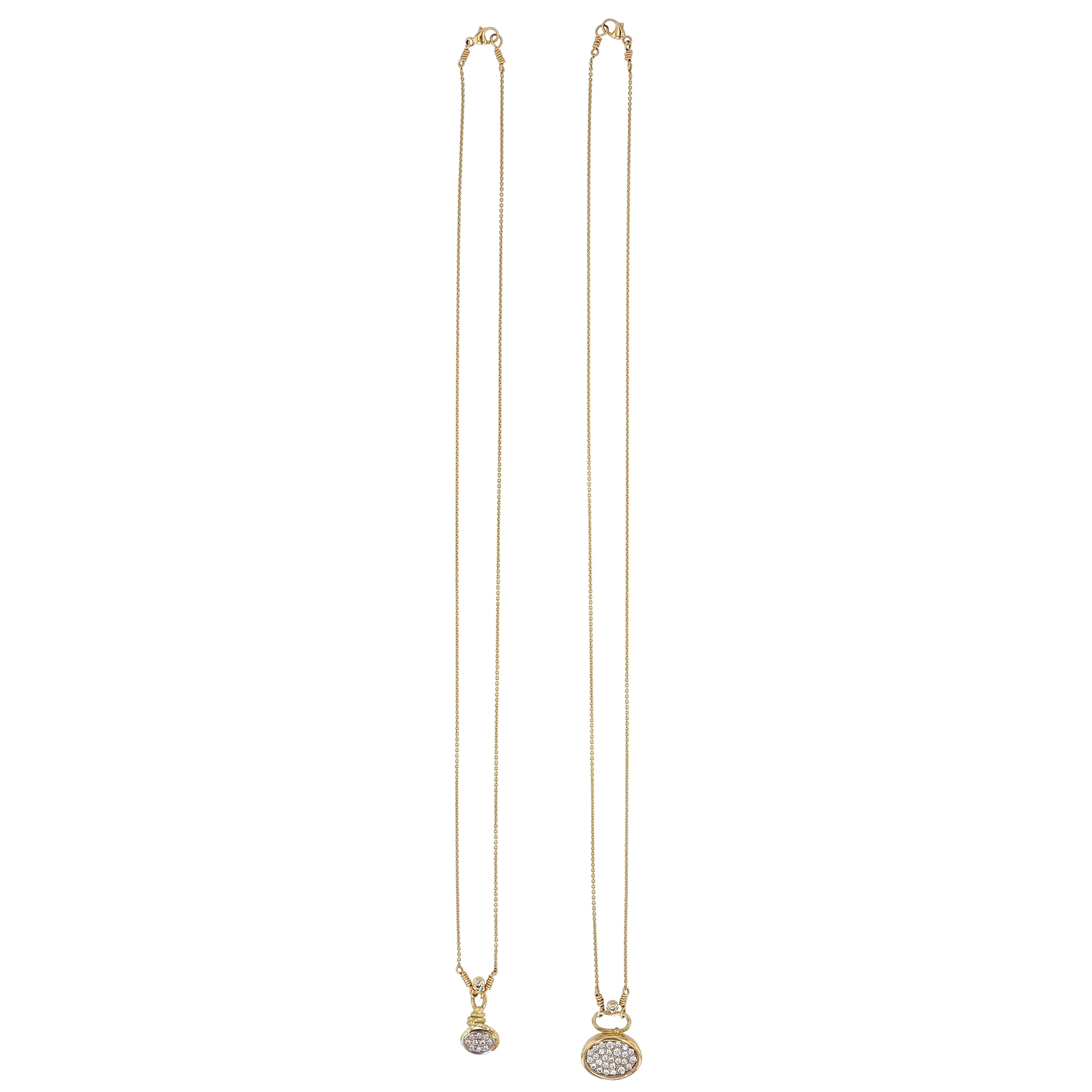 Pavé 18K & 22K Gold & Whitegold Necklace w. 11 Diamonds