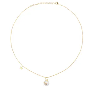 Pearl and star Gold Plated Necklace w. Pearl