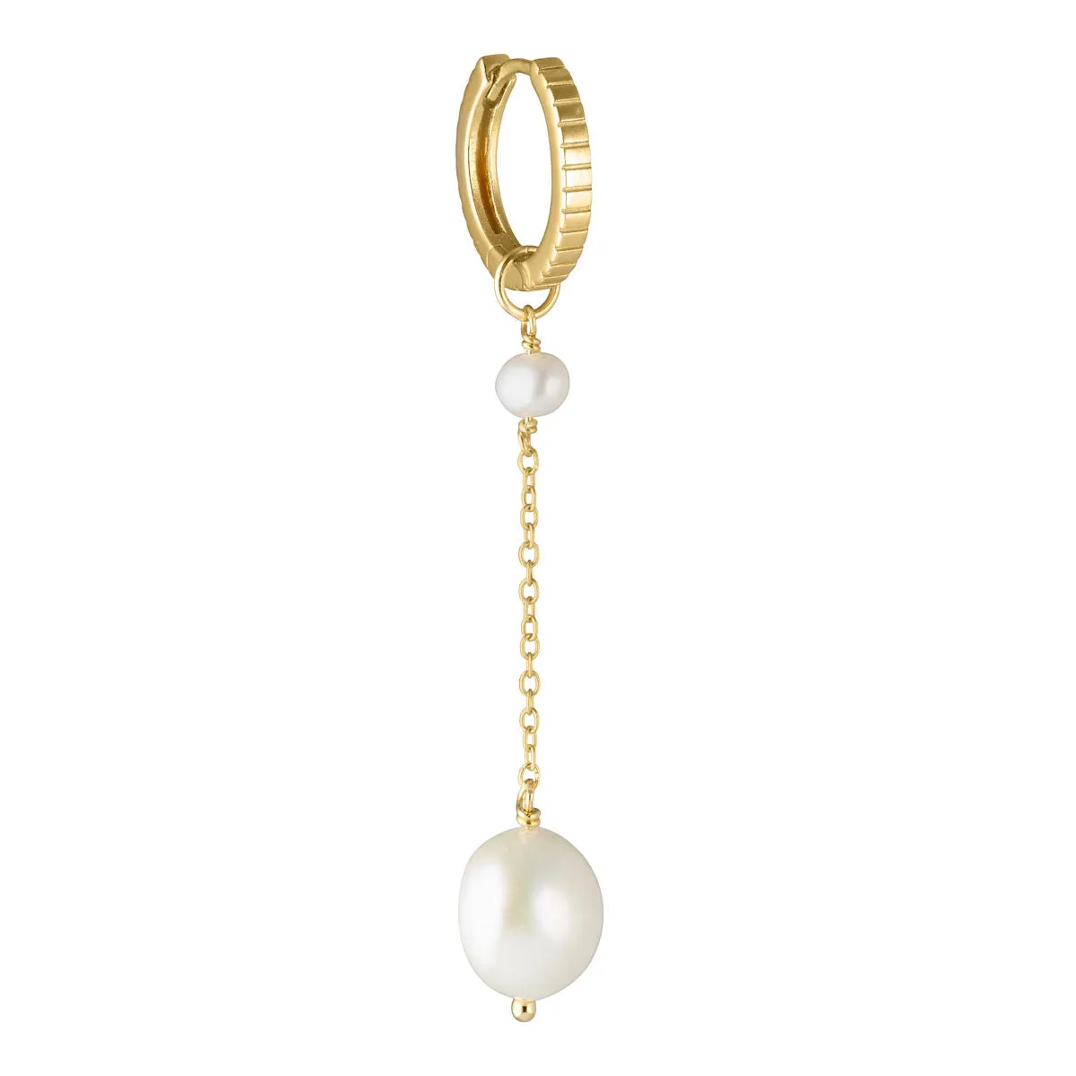 Pearl Jam chain 18K Gold Plated Earring-Pendant w. Pearls