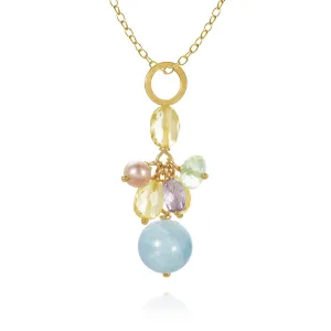 Piccolo 18K Gold Necklace w. Gemstones