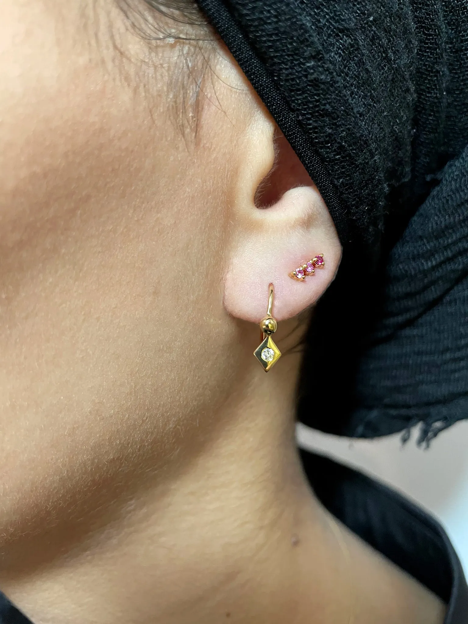 Pinky 14K Gold Plated Stud w. Zirconia