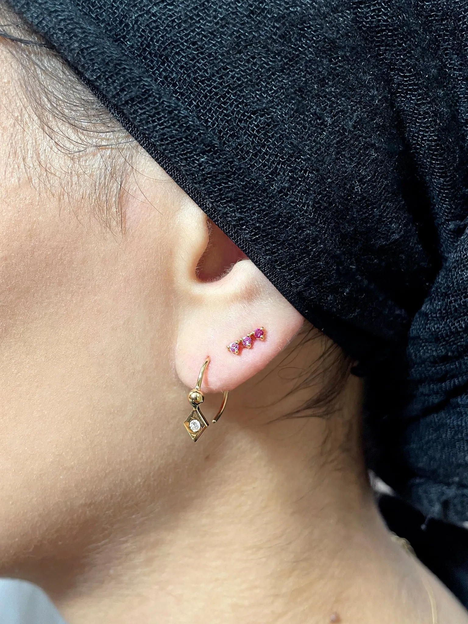 Pinky 14K Gold Plated Stud w. Zirconia