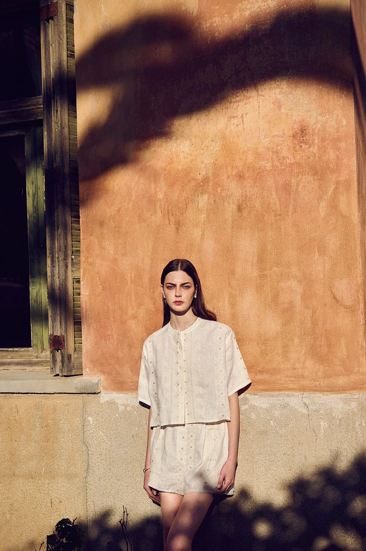 Pixel Cropped Shirt Natural/Ecru