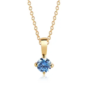 Princess Piccolo Round Gold Plated Necklace w. Blue Zirconias