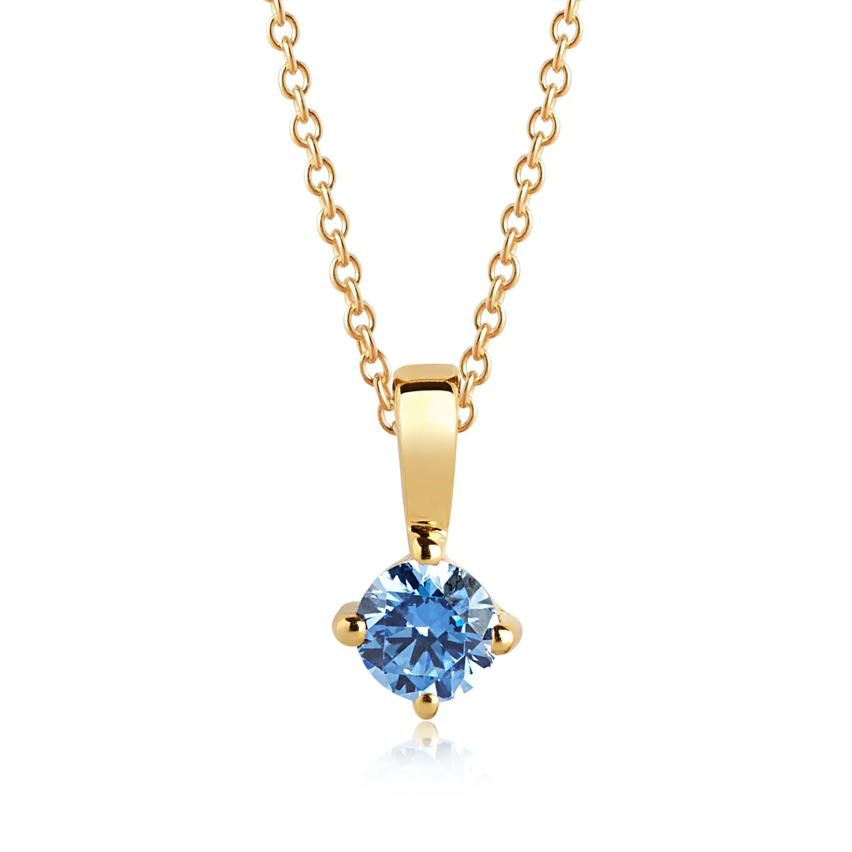 Princess Piccolo Round Gold Plated Necklace w. Blue Zirconias
