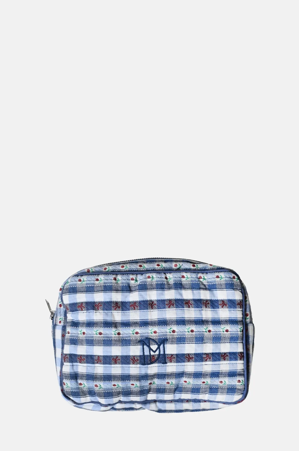 Quilted Make Up Bag Margot Gingham Navy