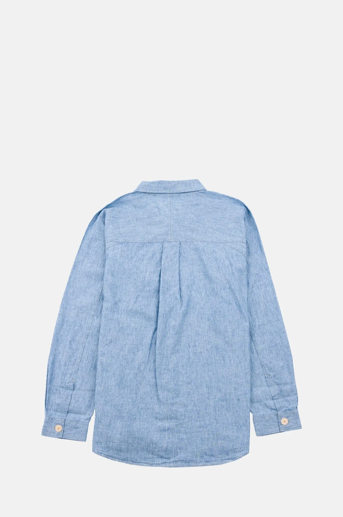 Raglan Shirt Washed Indigo Stripe