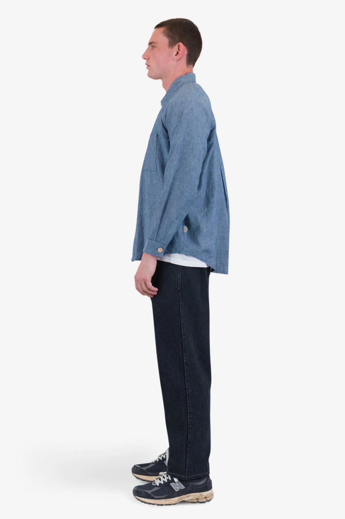 Raglan Shirt Washed Indigo Stripe