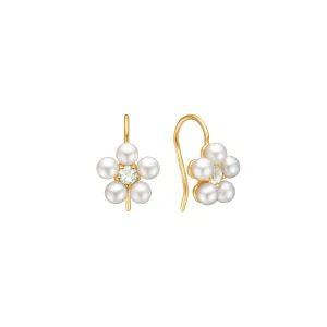 Reef 18K Gold Plated Earrings w. Prasiolite & Pearls