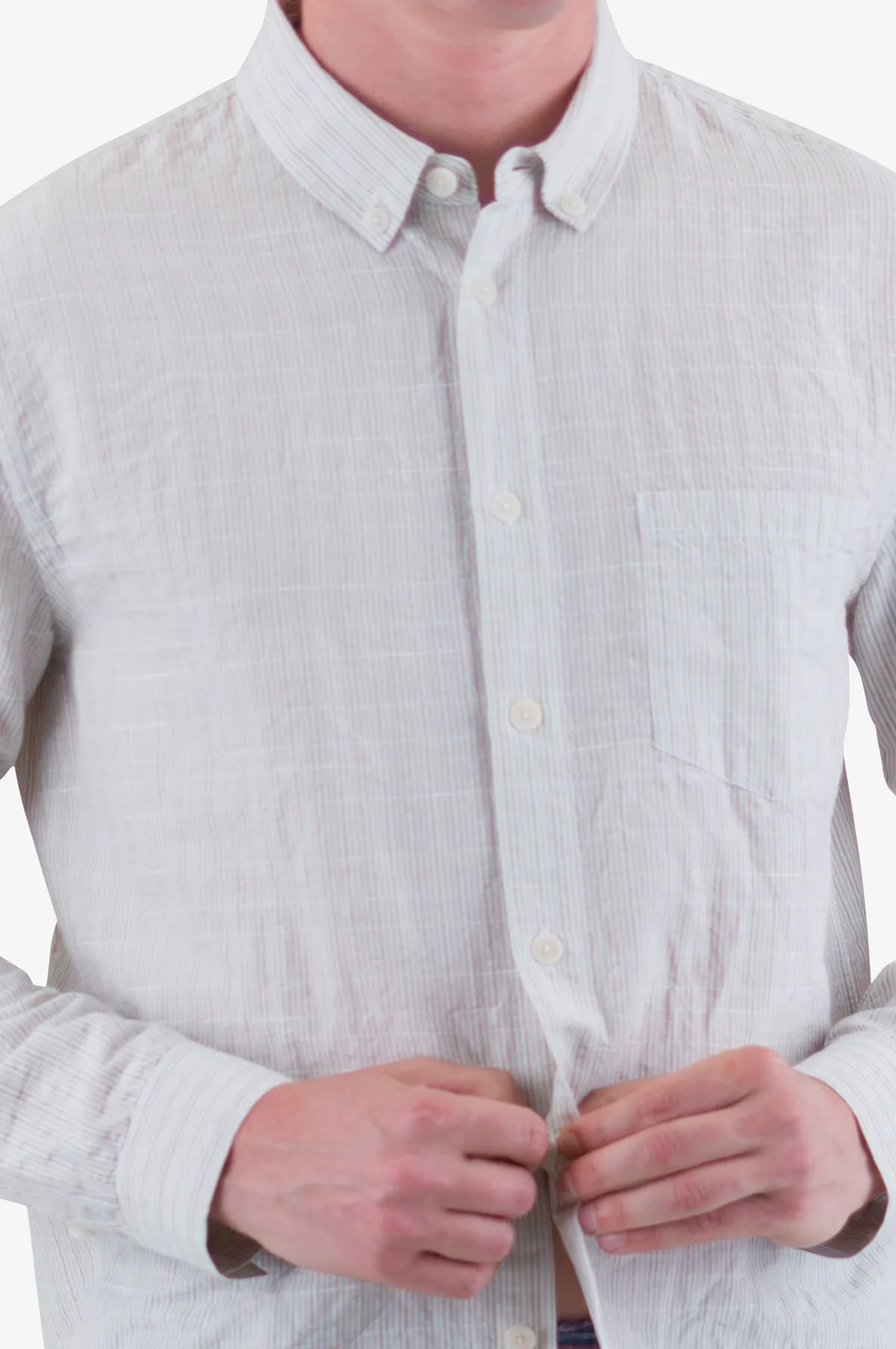 Relaxed Fit Shirt Sage Microstripe Slub