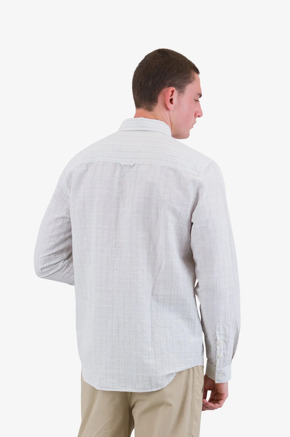 Relaxed Fit Shirt Sage Microstripe Slub