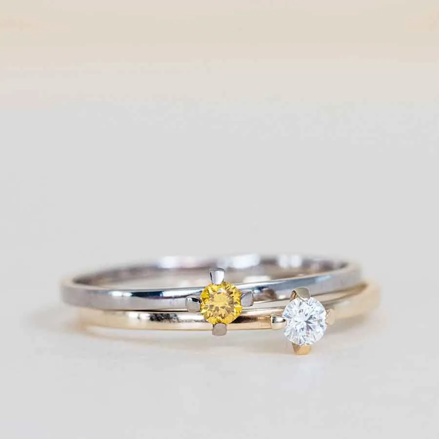 ReMind mini Solitaire 18K Gold or Whitegold Ring w. Lab-Grown Diamond