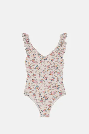 Reva Bathing Suit Cream Retro Garden