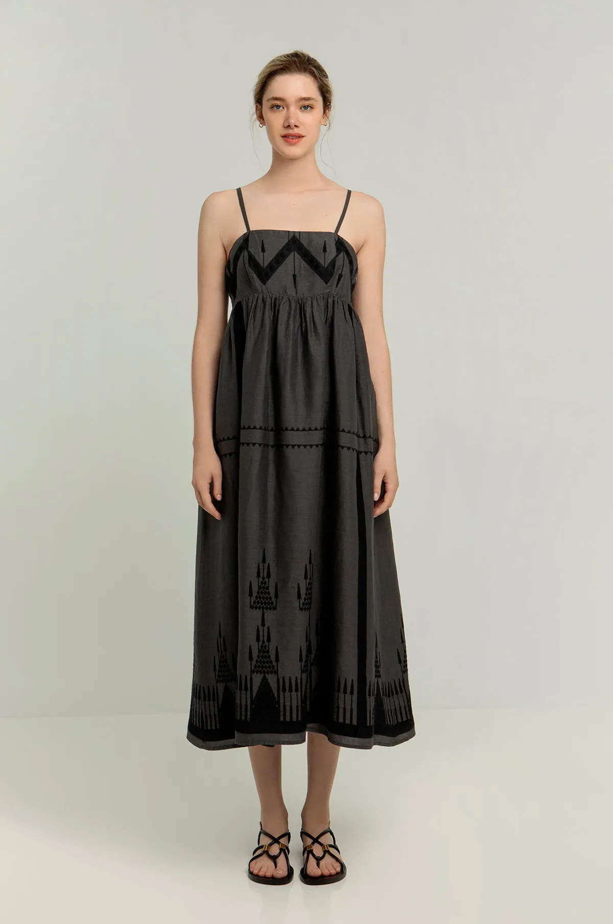Roots Maxi Dress Charcol/Black
