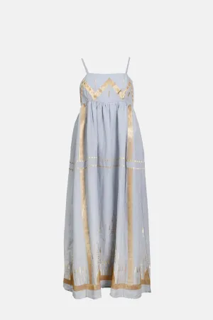 Roots Maxi Dress Light Grey/Gold