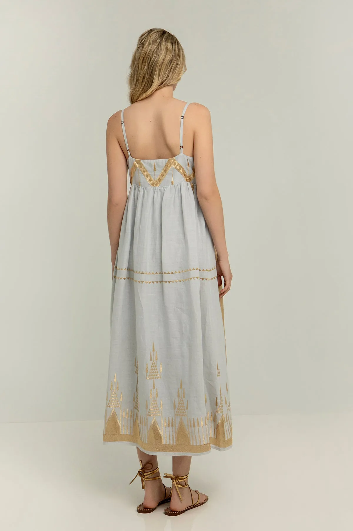 Roots Maxi Dress Light Grey/Gold