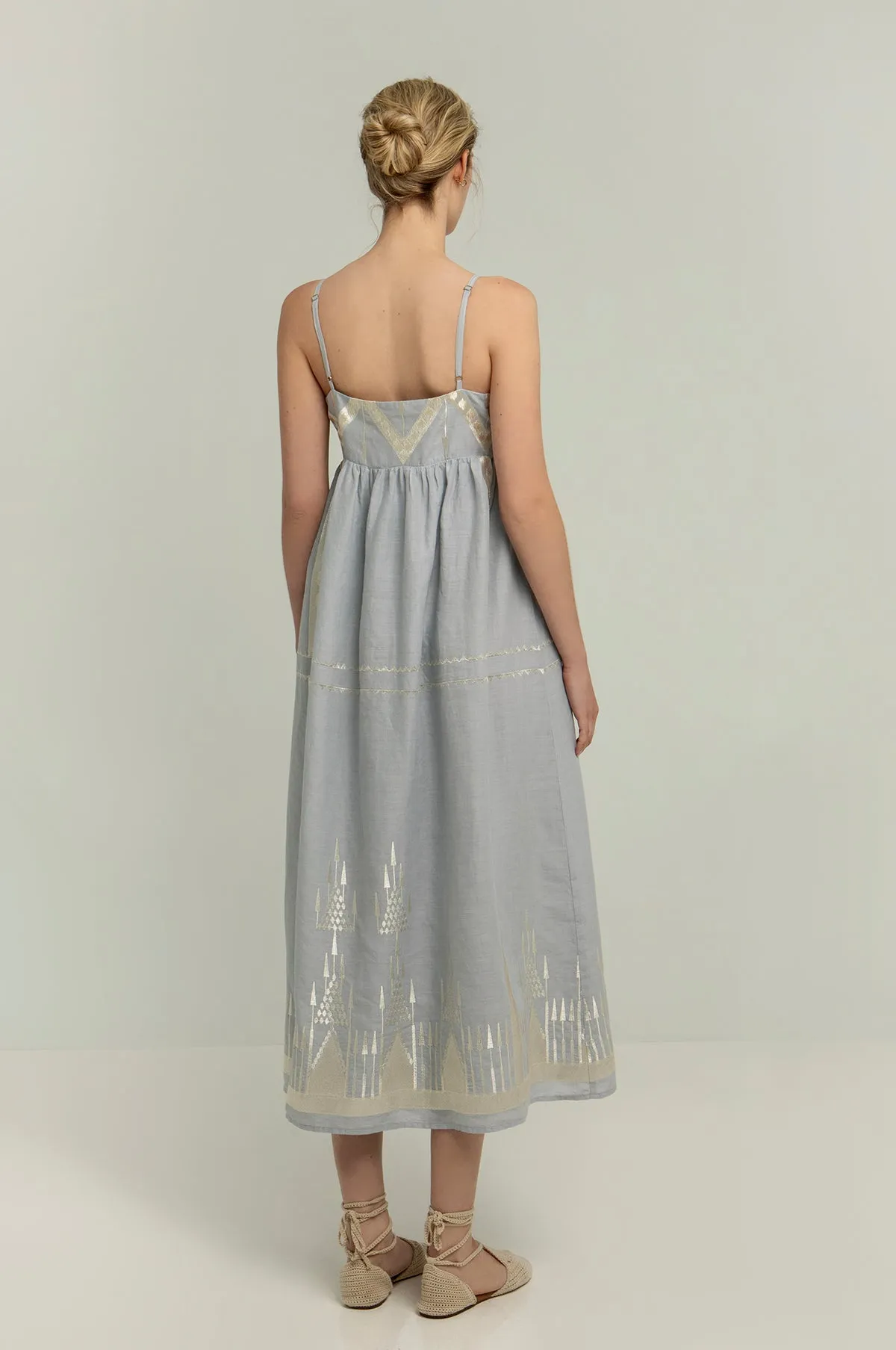 Roots Maxi Dress Light Grey/Gold