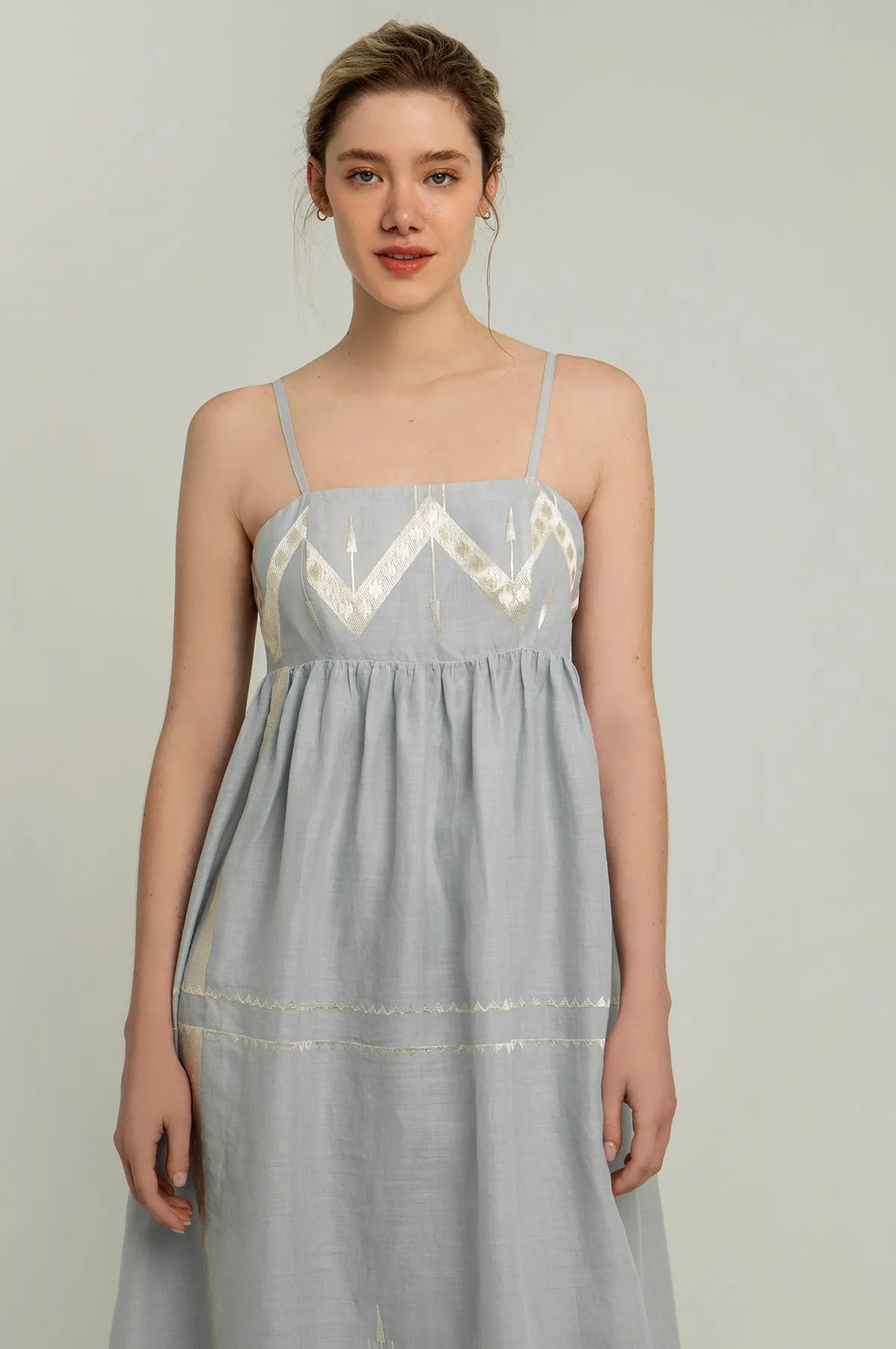 Roots Maxi Dress Light Grey/Gold