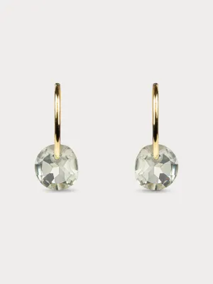 Rose Cut Green Amethyst Hoops