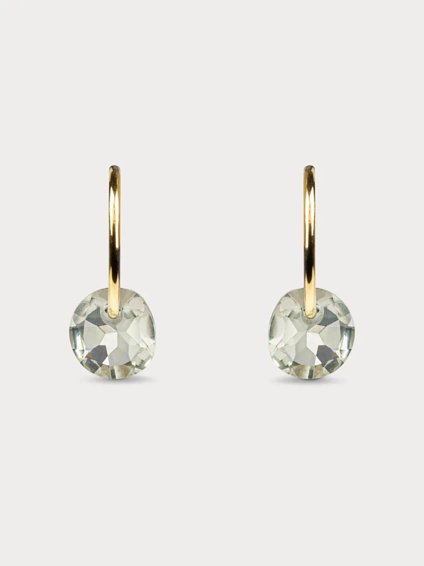 Rose Cut Green Amethyst Hoops