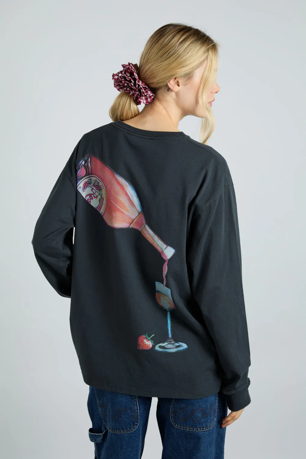 Rose Wine Long Sleeve Tee Charcoal