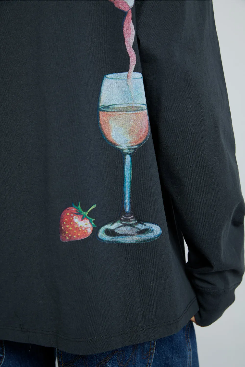Rose Wine Long Sleeve Tee Charcoal