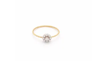Rosette 18K Gold Ring w. Diamond