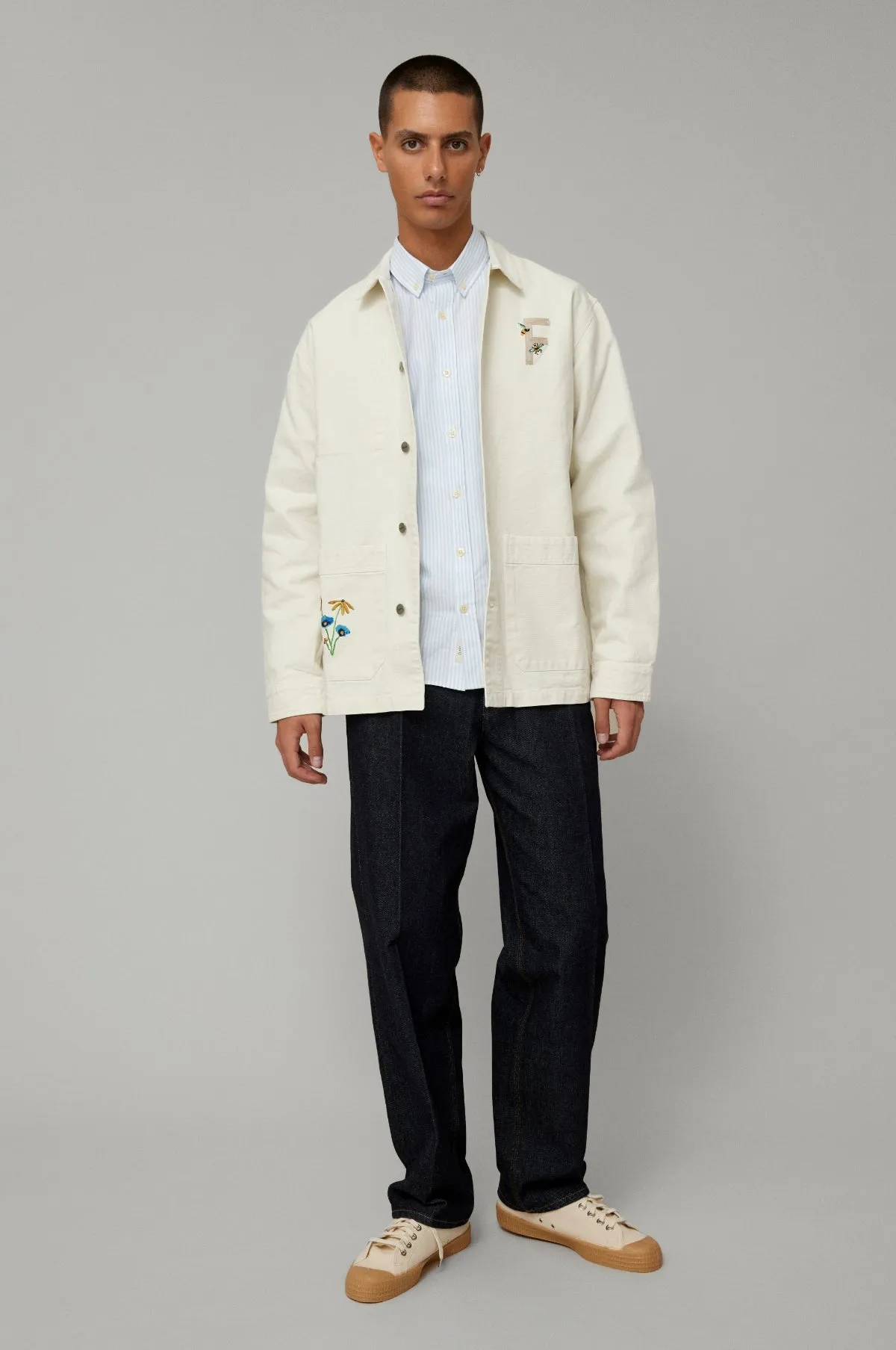 Rowan Embroidery Canvas Overshirt Cloud