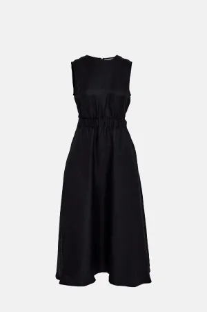 Sabbi Midi Linen Dress Black