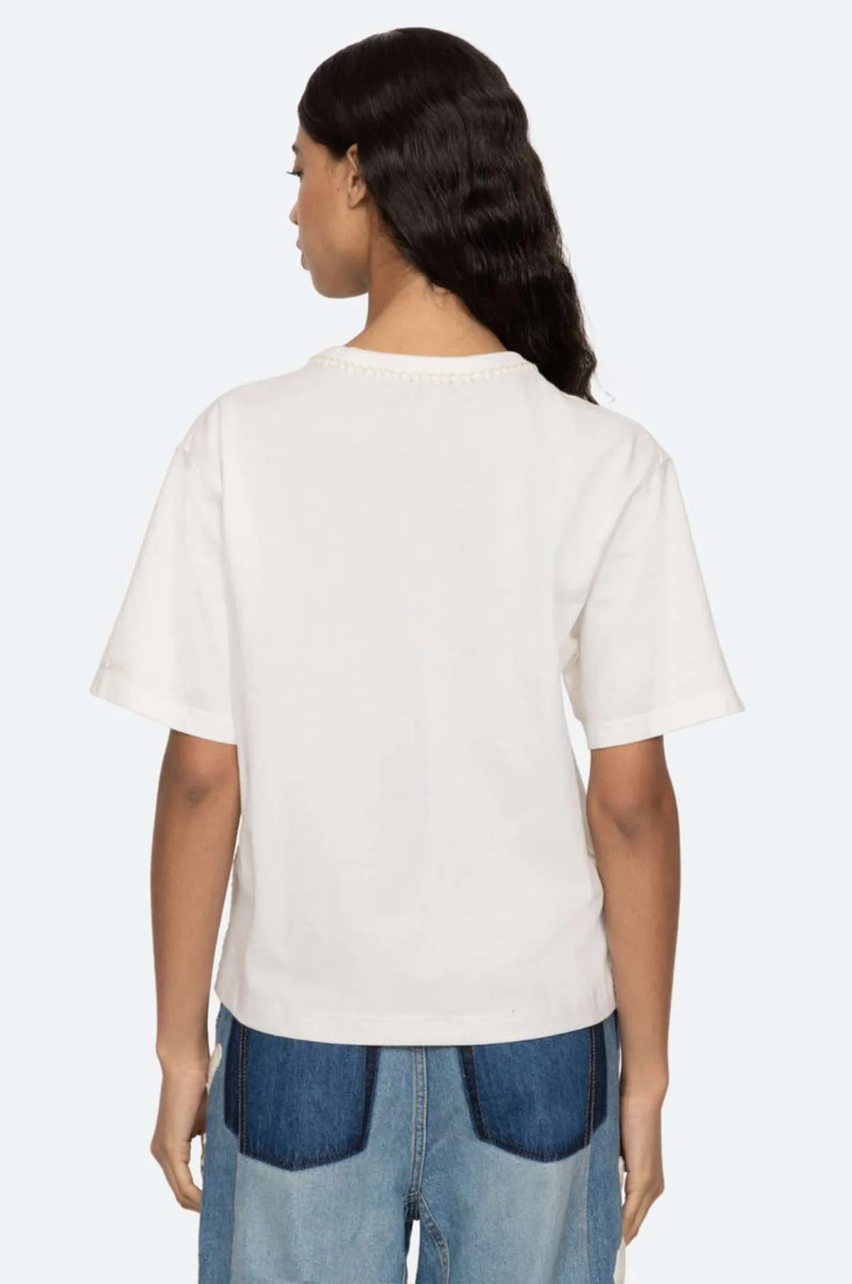 Sally Crochet T-Shirt w/Crochet White