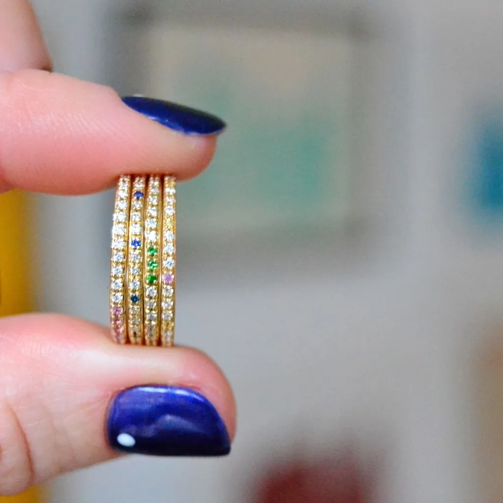 Sarah Lil Blue Mix 14K Gold Ring w. Sapphires & Diamonds