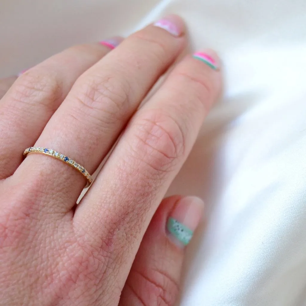 Sarah Lil Blue Mix 14K Gold Ring w. Sapphires & Diamonds