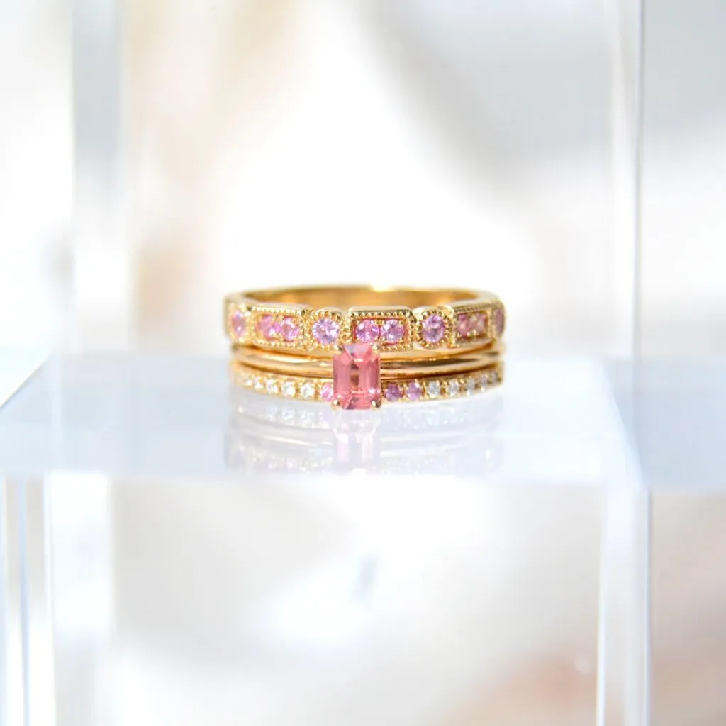 Sarah Lil Pink 14K Gold Ring w. Diamonds & Sapphires