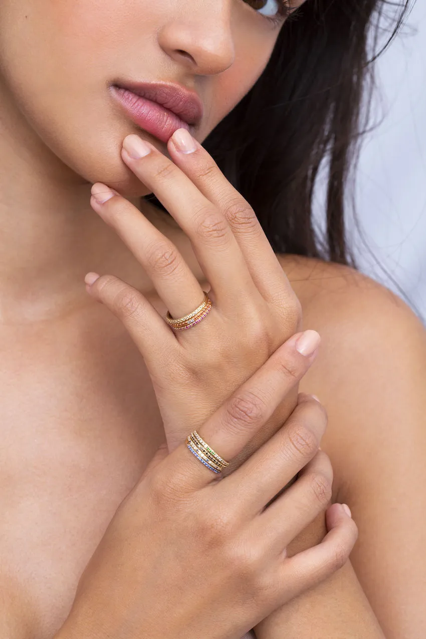 Sarah Lil Pink 14K Gold Ring w. Diamonds & Sapphires