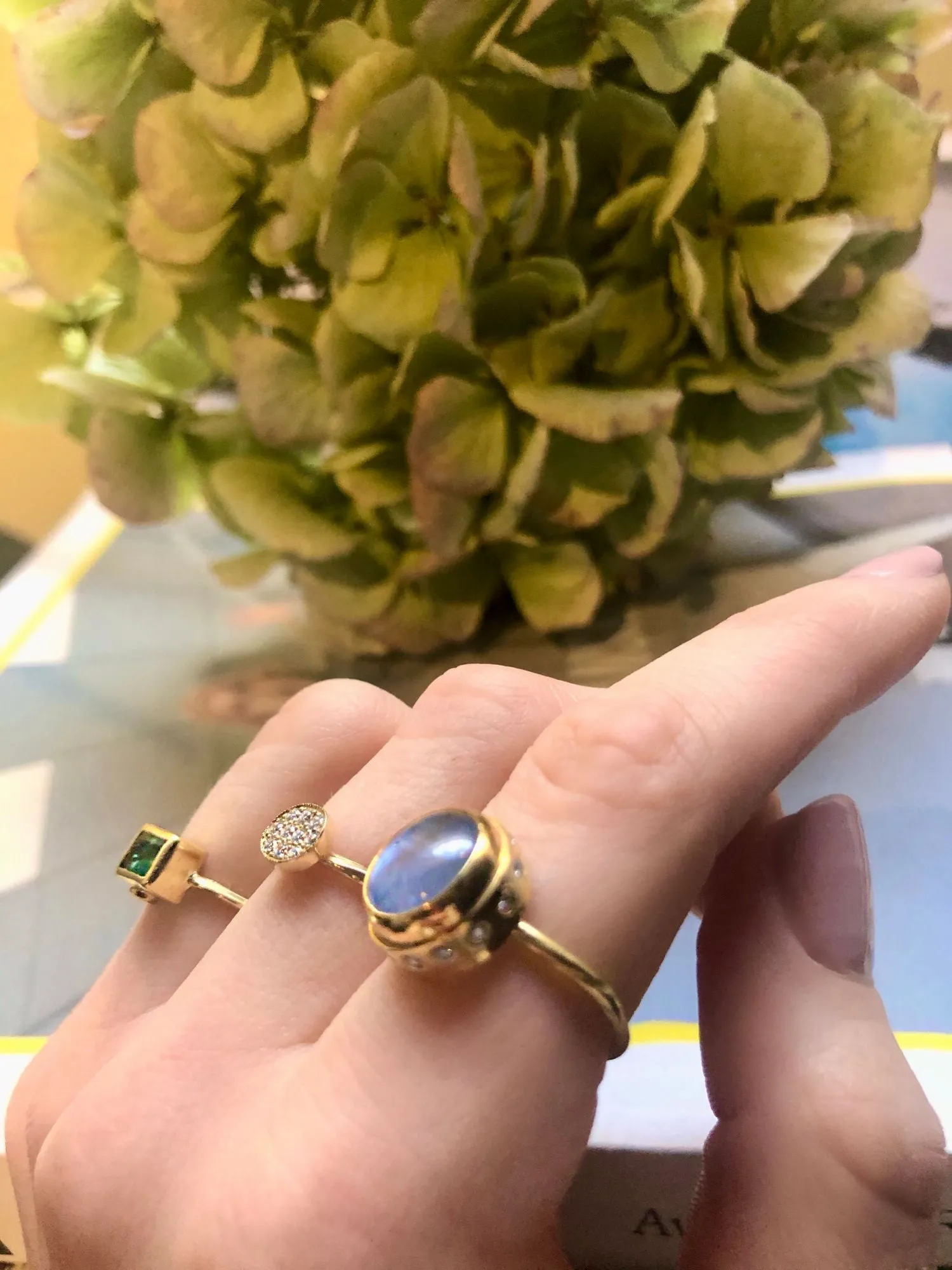 Seafire 18K Gold Ring w. Emerald & Diamond