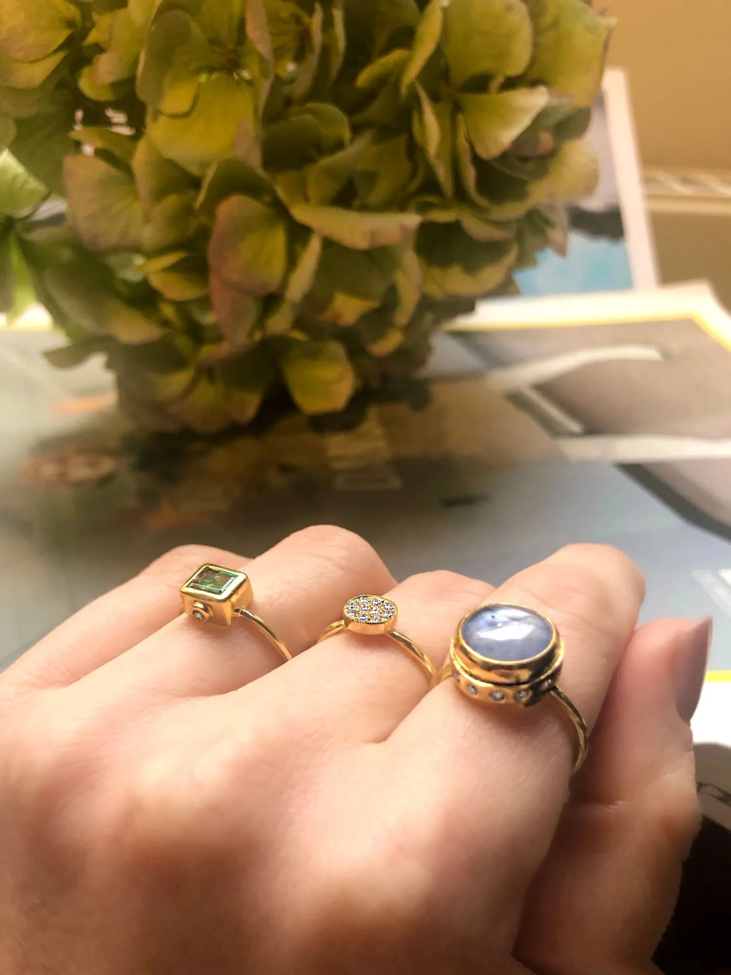 Seafire 18K Gold Ring w. Emerald & Diamond