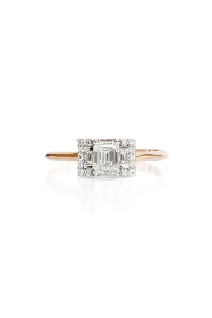Second Wife Emerald 18K Rosegold & Whitegold Ring w. Diamonds