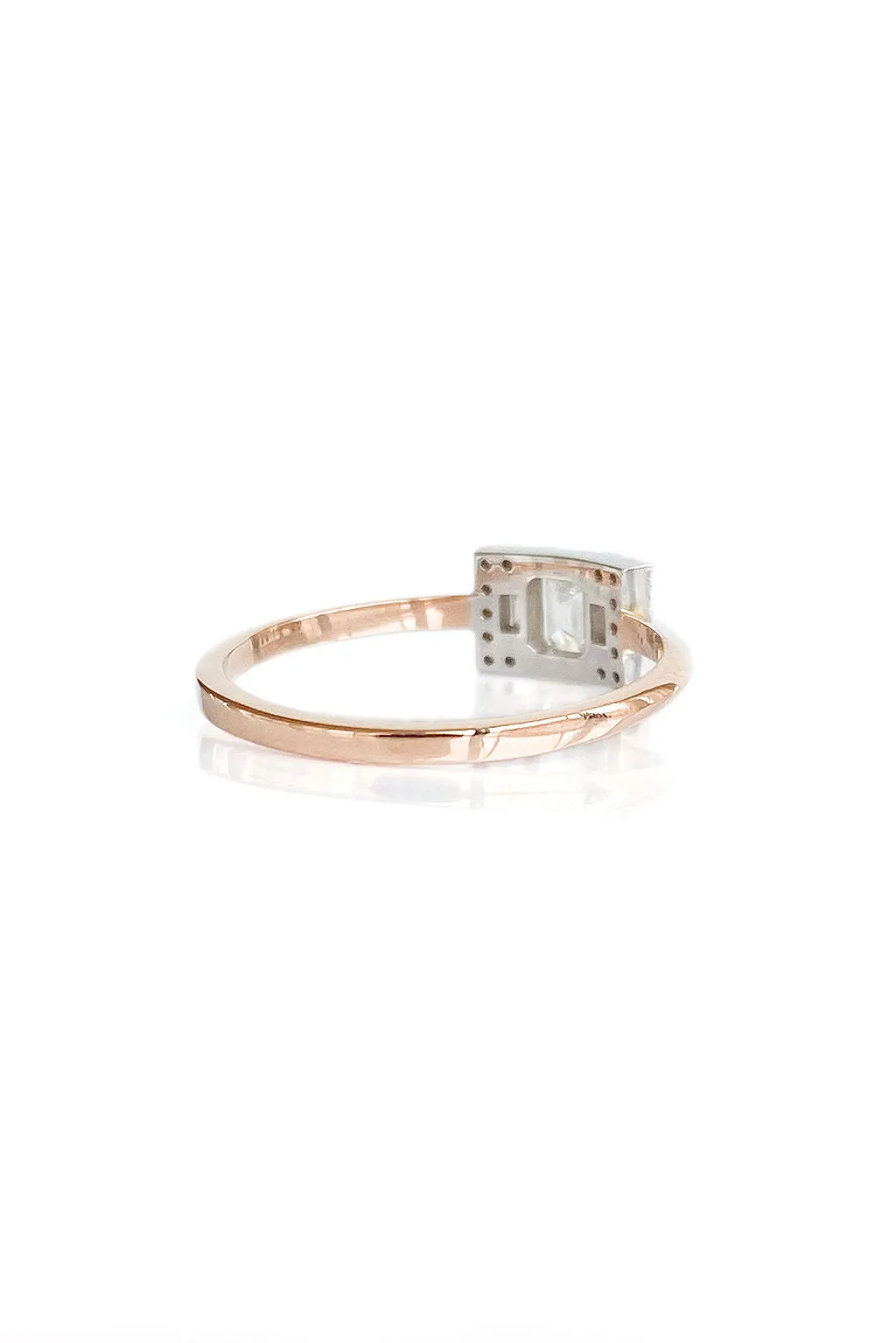Second Wife Emerald 18K Rosegold & Whitegold Ring w. Diamonds