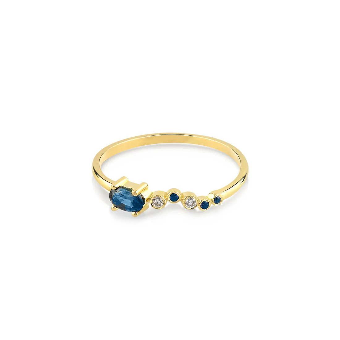 Seraphina Wing 18K Gold Ring w. Sapphires & Diamonds