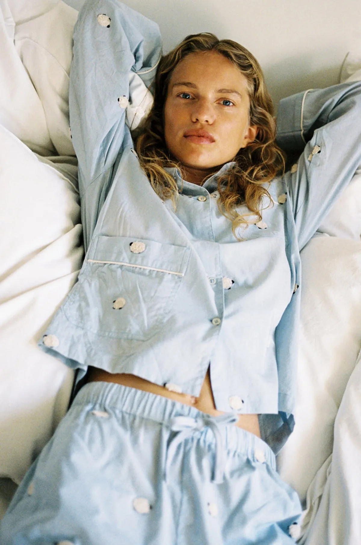 Sheep Sleepwear Button Down PJ Set Sky
