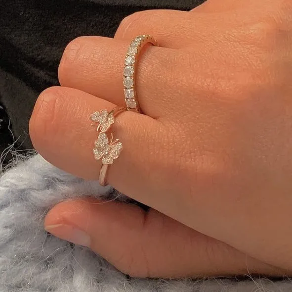 Siblings Fairytale 18K Gold, Rosegold or Whitegold Ring w. Diamonds