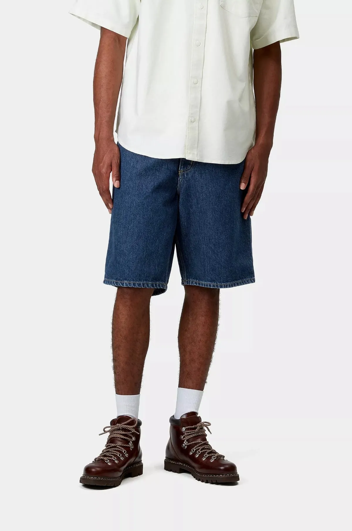 Single Knee Short Denim Blue