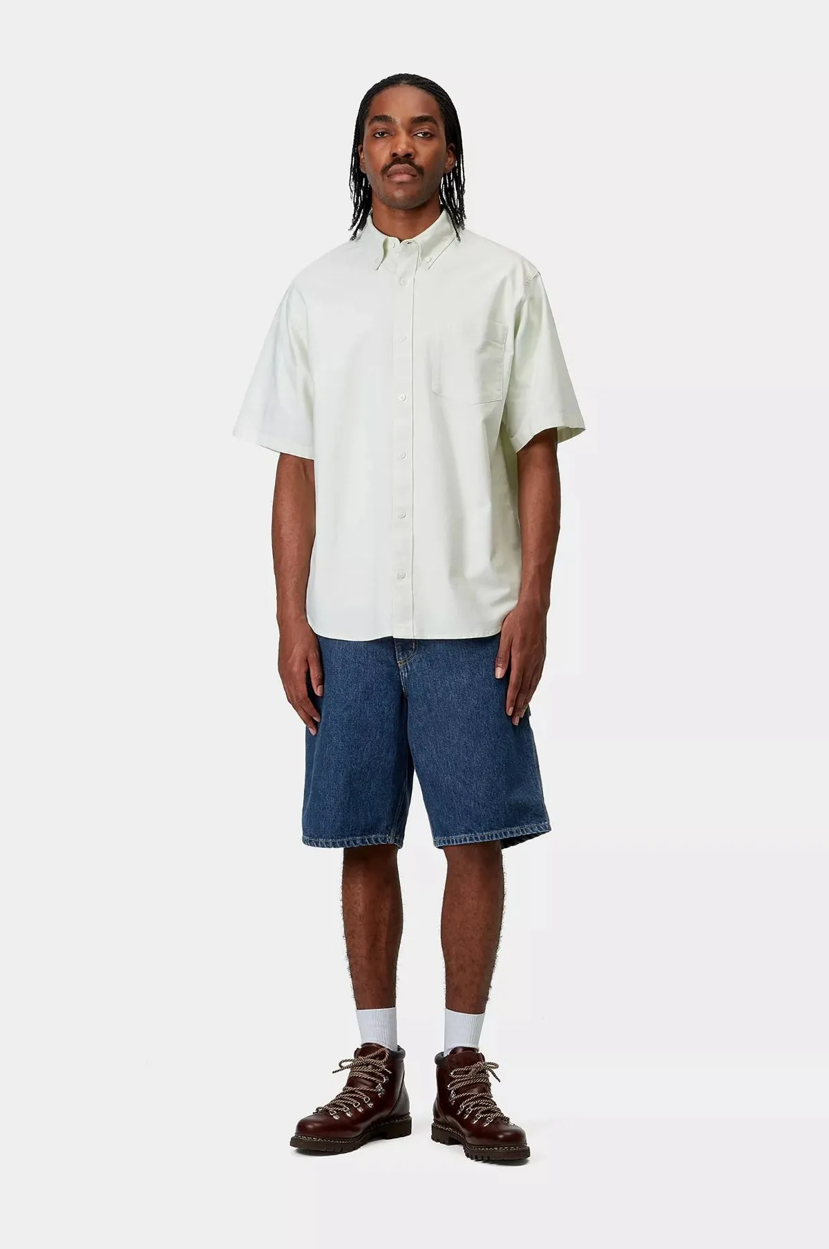 Single Knee Short Denim Blue